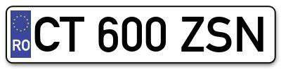 Placuta inmatriculare numar auto  CT-600-ZSN, CT 600 ZSN, CT600ZSN