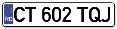 Placuta inmatriculare numar auto  CT-602-TQJ, CT 602 TQJ, CT602TQJ