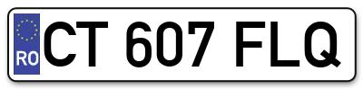 Placuta inmatriculare numar auto  CT-607-FLQ, CT 607 FLQ, CT607FLQ