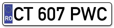 Placuta inmatriculare numar auto  CT-607-PWC, CT 607 PWC, CT607PWC