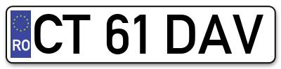 Placuta inmatriculare numar auto  CT-61-DAV, CT 61 DAV, CT61DAV