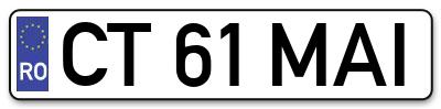 Placuta inmatriculare numar auto  CT-61-MAI, CT 61 MAI, CT61MAI