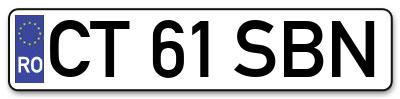 Placuta inmatriculare numar auto  CT-61-SBN, CT 61 SBN, CT61SBN