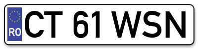 Placuta inmatriculare numar auto  CT-61-WSN, CT 61 WSN, CT61WSN