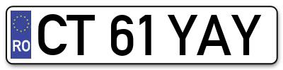 Placuta inmatriculare numar auto  CT-61-YAY, CT 61 YAY, CT61YAY