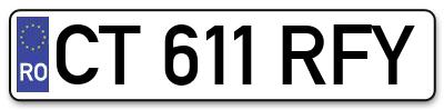 Placuta inmatriculare numar auto  CT-611-RFY, CT 611 RFY, CT611RFY