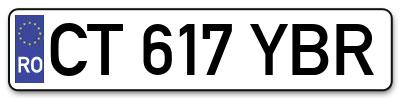 Placuta inmatriculare numar auto  CT-617-YBR, CT 617 YBR, CT617YBR