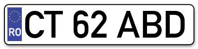 Placuta inmatriculare numar auto  CT-62-ABD, CT 62 ABD, CT62ABD