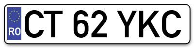 Placuta inmatriculare numar auto  CT-62-YKC, CT 62 YKC, CT62YKC
