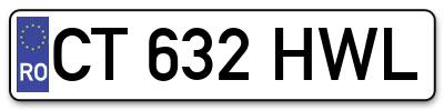 Placuta inmatriculare numar auto  CT-632-HWL, CT 632 HWL, CT632HWL