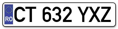 Placuta inmatriculare numar auto  CT-632-YXZ, CT 632 YXZ, CT632YXZ