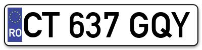Placuta inmatriculare numar auto  CT-637-GQY, CT 637 GQY, CT637GQY