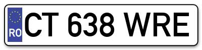 Placuta inmatriculare numar auto  CT-638-WRE, CT 638 WRE, CT638WRE