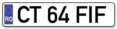 Placuta inmatriculare numar auto  CT-64-FIF, CT 64 FIF, CT64FIF