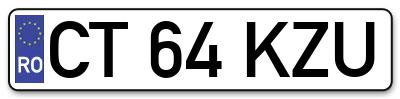 Placuta inmatriculare numar auto  CT-64-KZU, CT 64 KZU, CT64KZU