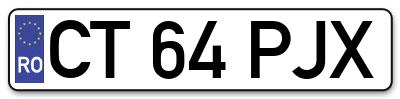 Placuta inmatriculare numar auto  CT-64-PJX, CT 64 PJX, CT64PJX