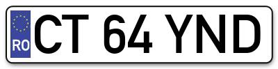 Placuta inmatriculare numar auto  CT-64-YND, CT 64 YND, CT64YND