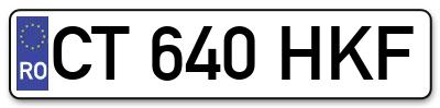 Placuta inmatriculare numar auto  CT-640-HKF, CT 640 HKF, CT640HKF