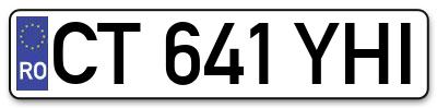 Placuta inmatriculare numar auto  CT-641-YHI, CT 641 YHI, CT641YHI