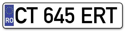 Placuta inmatriculare numar auto  CT-645-ERT, CT 645 ERT, CT645ERT