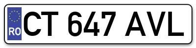 Placuta inmatriculare numar auto  CT-647-AVL, CT 647 AVL, CT647AVL