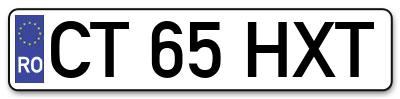 Placuta inmatriculare numar auto  CT-65-HXT, CT 65 HXT, CT65HXT