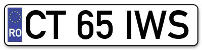Placuta inmatriculare numar auto  CT-65-IWS, CT 65 IWS, CT65IWS