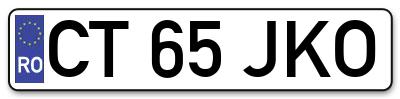 Placuta inmatriculare numar auto  CT-65-JKO, CT 65 JKO, CT65JKO