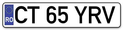 Placuta inmatriculare numar auto  CT-65-YRV, CT 65 YRV, CT65YRV