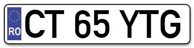 Placuta inmatriculare numar auto  CT-65-YTG, CT 65 YTG, CT65YTG
