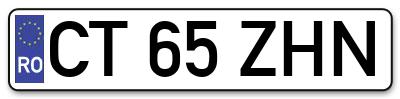 Placuta inmatriculare numar auto  CT-65-ZHN, CT 65 ZHN, CT65ZHN