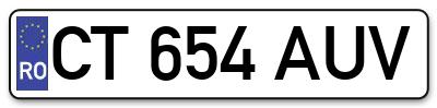 Placuta inmatriculare numar auto  CT-654-AUV, CT 654 AUV, CT654AUV
