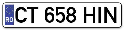 Placuta inmatriculare numar auto  CT-658-HIN, CT 658 HIN, CT658HIN