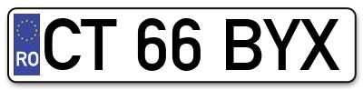 Placuta inmatriculare numar auto  CT-66-BYX, CT 66 BYX, CT66BYX