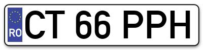 Placuta inmatriculare numar auto  CT-66-PPH, CT 66 PPH, CT66PPH