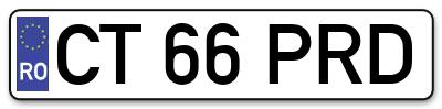 Placuta inmatriculare numar auto  CT-66-PRD, CT 66 PRD, CT66PRD