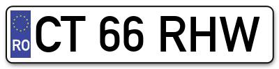 Placuta inmatriculare numar auto  CT-66-RHW, CT 66 RHW, CT66RHW