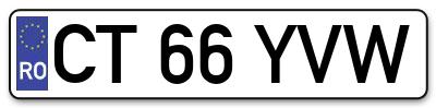 Placuta inmatriculare numar auto  CT-66-YVW, CT 66 YVW, CT66YVW