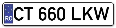 Placuta inmatriculare numar auto  CT-660-LKW, CT 660 LKW, CT660LKW