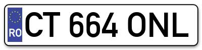Placuta inmatriculare numar auto  CT-664-ONL, CT 664 ONL, CT664ONL