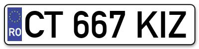 Placuta inmatriculare numar auto  CT-667-KIZ, CT 667 KIZ, CT667KIZ
