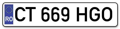 Placuta inmatriculare numar auto  CT-669-HGO, CT 669 HGO, CT669HGO