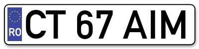 Placuta inmatriculare numar auto  CT-67-AIM, CT 67 AIM, CT67AIM