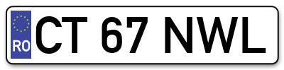 Placuta inmatriculare numar auto  CT-67-NWL, CT 67 NWL, CT67NWL