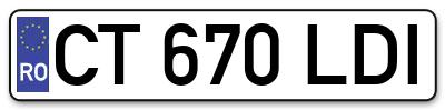 Placuta inmatriculare numar auto  CT-670-LDI, CT 670 LDI, CT670LDI