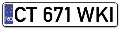 Placuta inmatriculare numar auto  CT-671-WKI, CT 671 WKI, CT671WKI