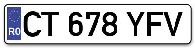 Placuta inmatriculare numar auto  CT-678-YFV, CT 678 YFV, CT678YFV