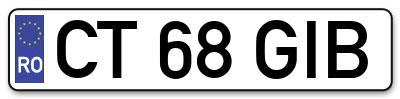 Placuta inmatriculare numar auto  CT-68-GIB, CT 68 GIB, CT68GIB