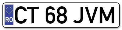 Placuta inmatriculare numar auto  CT-68-JVM, CT 68 JVM, CT68JVM