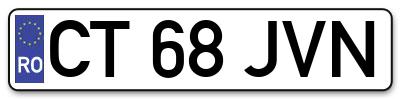 Placuta inmatriculare numar auto  CT-68-JVN, CT 68 JVN, CT68JVN